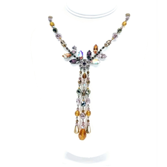 NICKY BUTLER Honey Multi Crystal & Rhinestone Tassel Designer NB Necklace NWT - Picture 12 of 13
